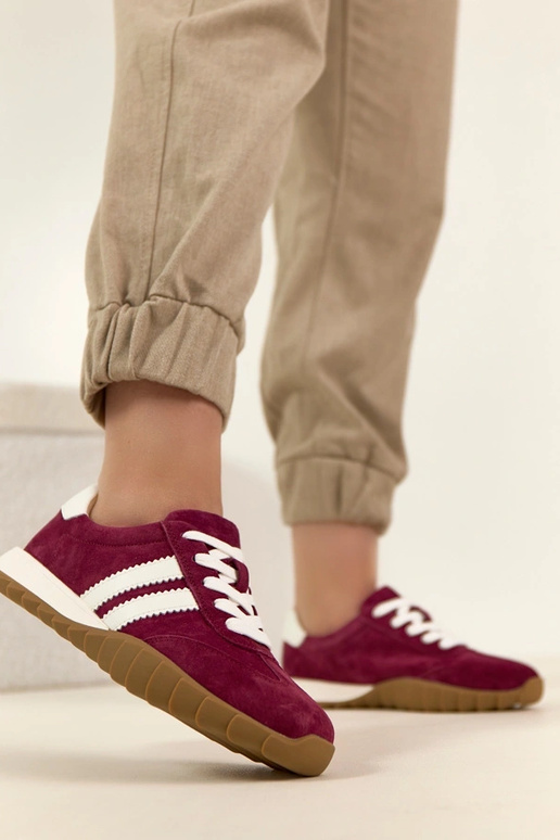 Scarpe sportive in pelle bordeaux...