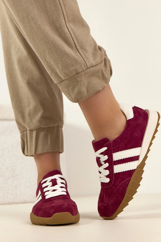 Scarpe sportive in pelle bordeaux...