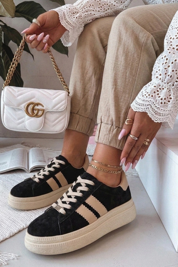Scarpe sportive in pelle nere a piattaforma Filippo