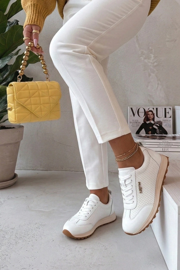 Scarpe sportive in pelle bianche perforate Filippo