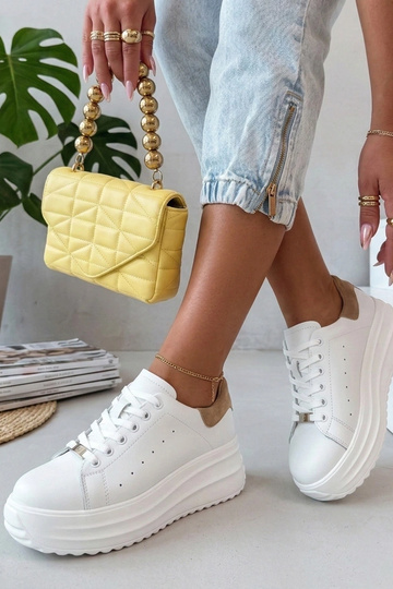 Scarpe sportive in pelle bianche a piattaforma Filippo