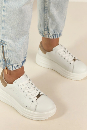 Scarpe sportive in pelle bianche a piattaforma Filippo 2