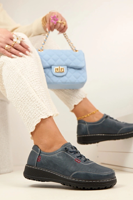 Mocassini traforati blu scuro Solenne