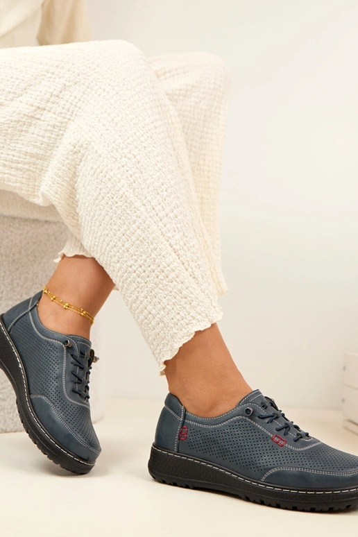 Mocassini traforati blu scuro Solenne