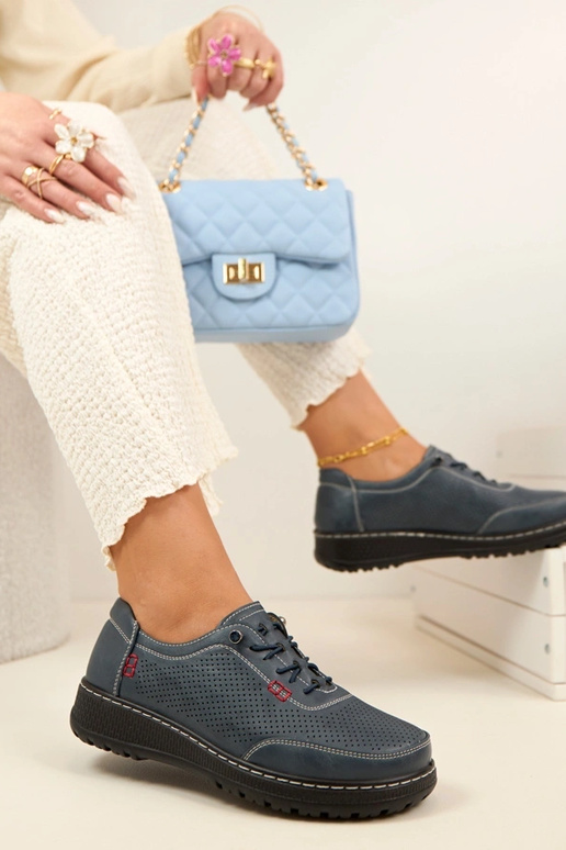 Mocassini traforati blu scuro Solenne