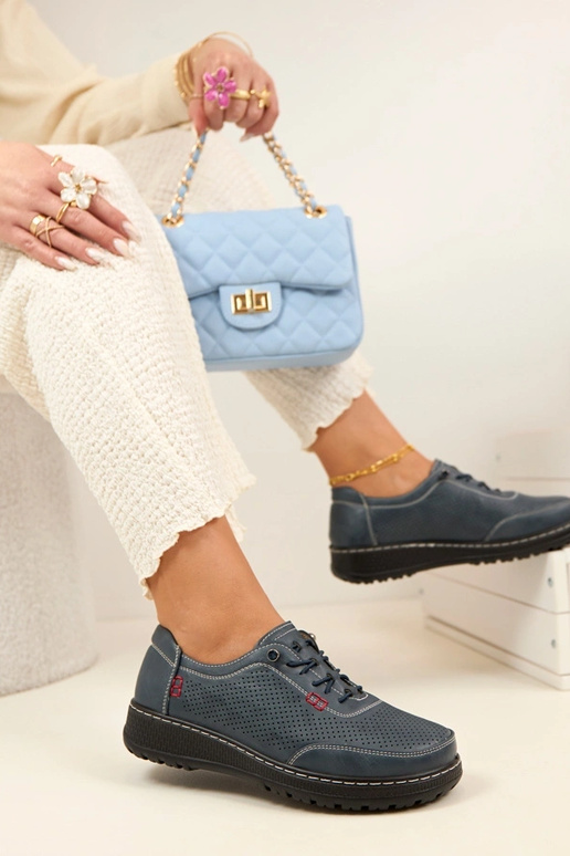 Mocassini traforati blu scuro Solenne