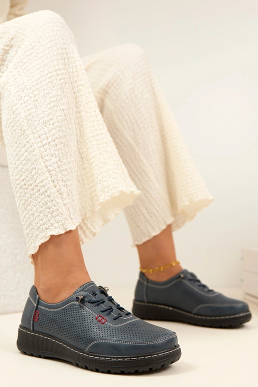 Mocassini traforati blu scuro Solenne