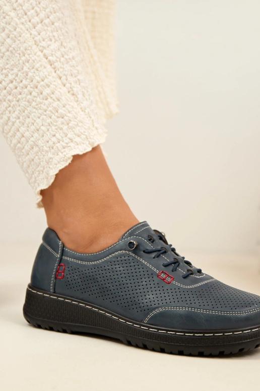 Mocassini traforati blu scuro Solenne