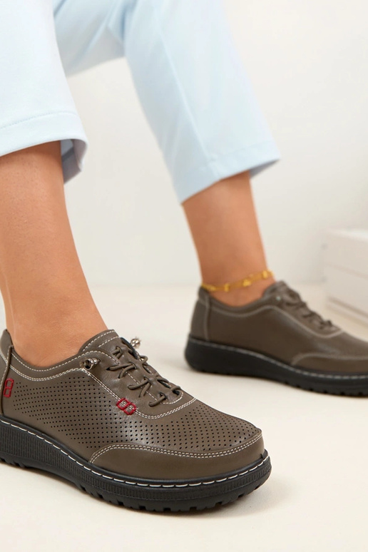 Mocassini traforati grigi Solenne