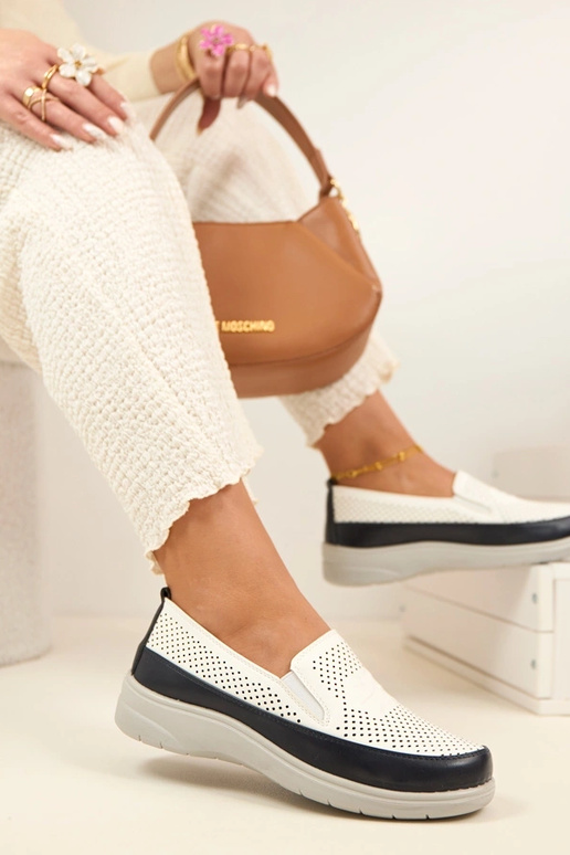 Mezze scarpe a rete bianche blu scuro...