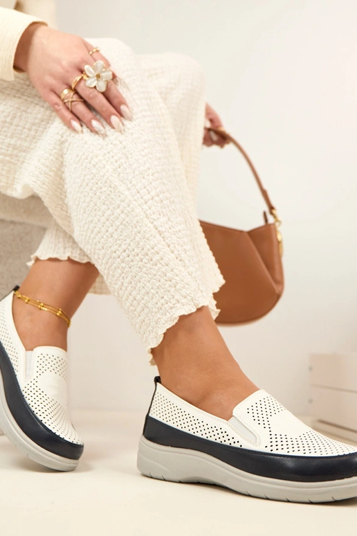 Mezze scarpe a rete bianche blu scuro...