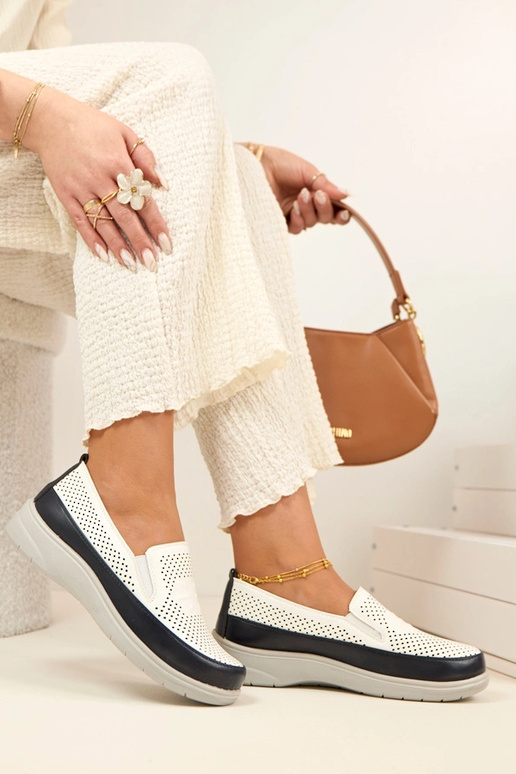 Mezze scarpe a rete bianche blu scuro...