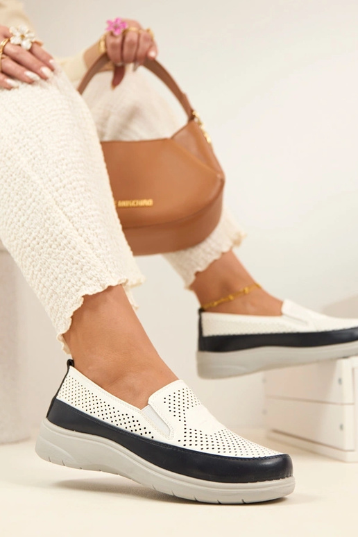 Mezze scarpe a rete bianche blu scuro...