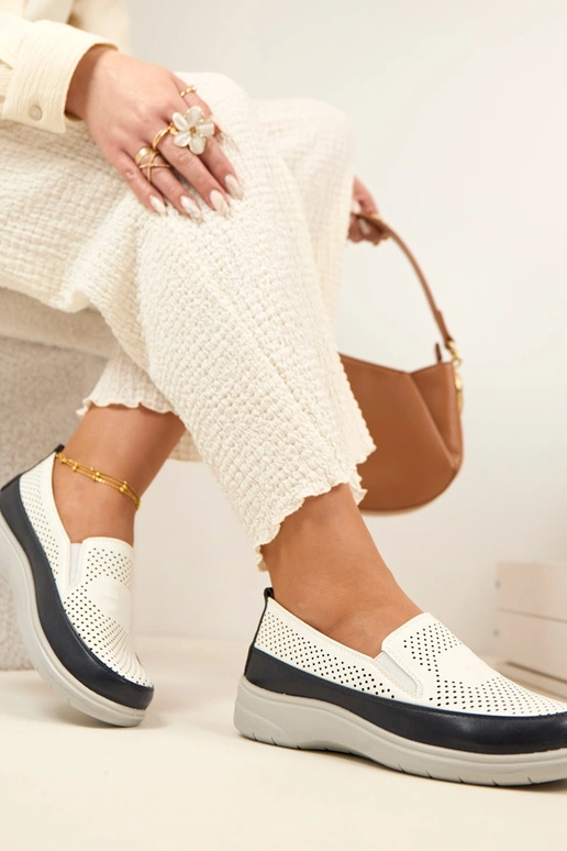 Mezze scarpe a rete bianche blu scuro...