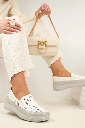 Mezze scarpe a rete bianche argentate Aurelle