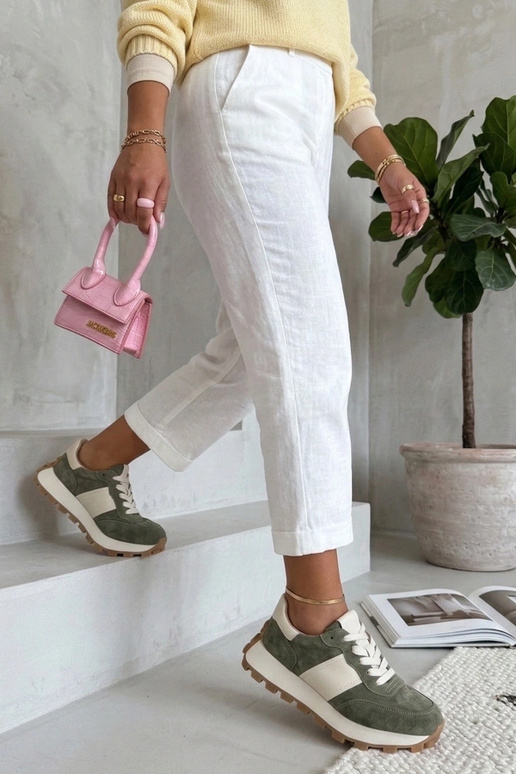 Scarpe in pelle verdi con piattaforma...