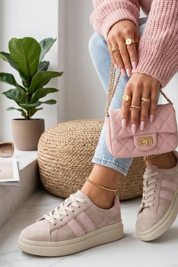 Scarpe in pelle beige con piattaforma Filippo 2