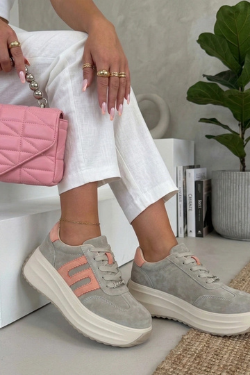 Scarpe in pelle grigie con piattaforma Filippo 2