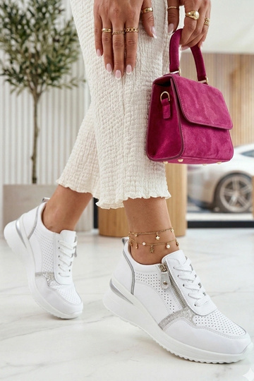 Scarpe in pelle bianche con tacco nascosto Cambell