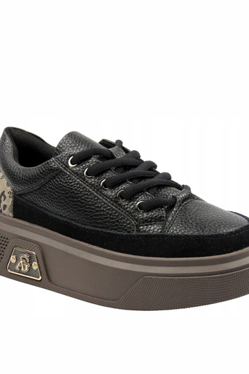 Sneakers in pelle nere con piattaforma Cambell 2