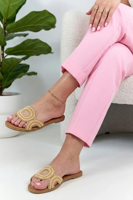 Zoccoli color sabbia decorati con strass Olivia
