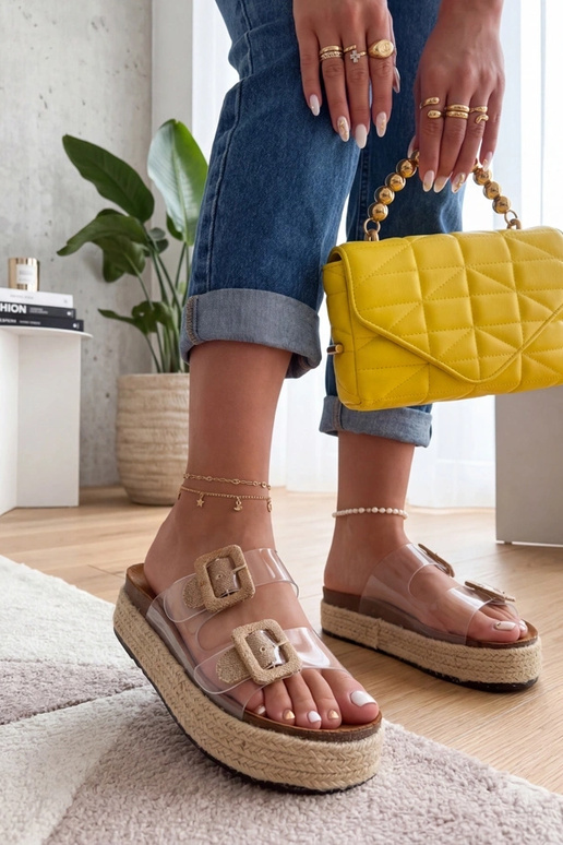 Ciabatte trasparenti marroni con...