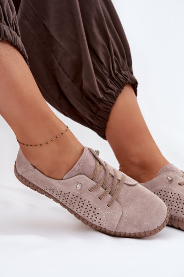 con elementi traforati scarpe FemminileAbilitatoturalnego dalla pelle scamosciatau beige Feliva