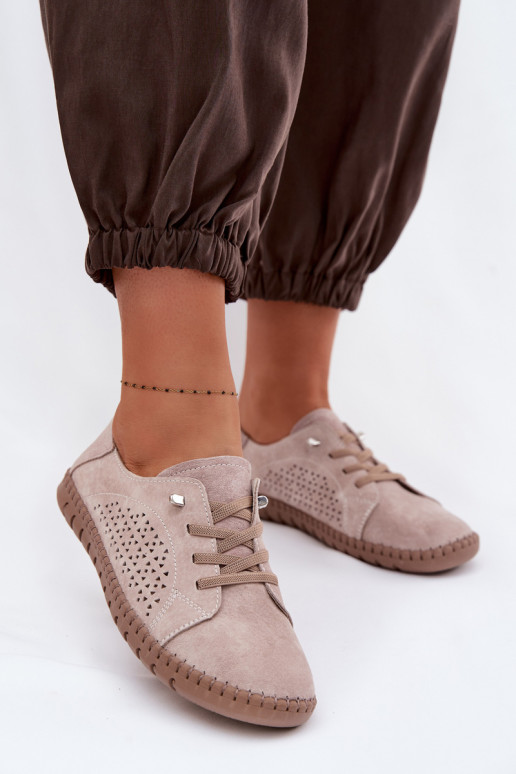 con elementi traforati scarpe FemminileAbilitatoturalnego dalla pelle scamosciatau beige Feliva