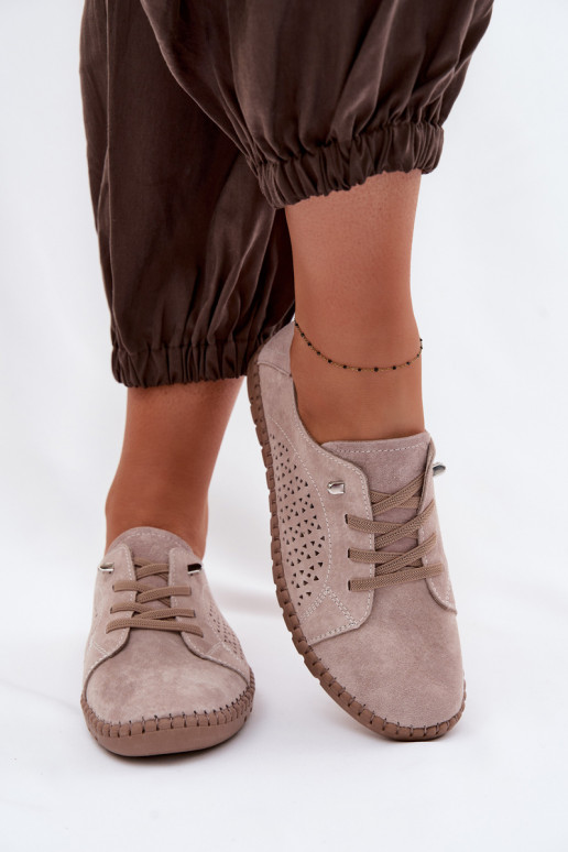 con elementi traforati scarpe FemminileAbilitatoturalnego dalla pelle scamosciatau beige Feliva