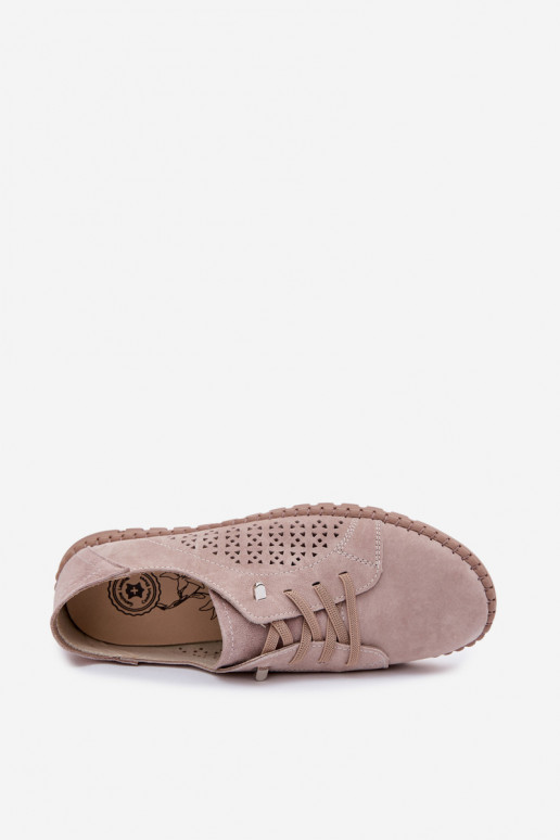 con elementi traforati scarpe FemminileAbilitatoturalnego dalla pelle scamosciatau beige Feliva