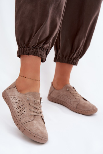 Scarpe da donna in suede naturale marroni Feliva 2