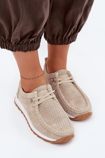 Scarpe da donna in suede naturale color sabbia Amela