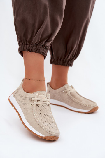 Scarpe da donna in suede naturale color sabbia Amela 2