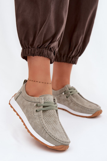 Scarpe da donna in suede naturale verdi Amela 2