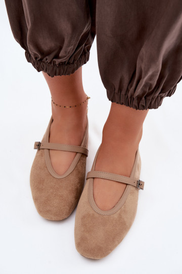 Ballerine con cinturini in suede artificiale color sabbia Felora