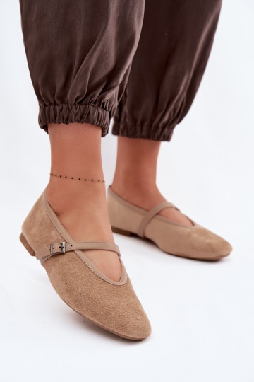Ballerine con cinghie in ecopelle scamosciataoAe beige Felora 2