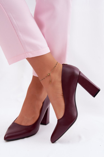 Scarpe con tacco in pelle sintetica Sergio Leone PB216 color bordeaux 2