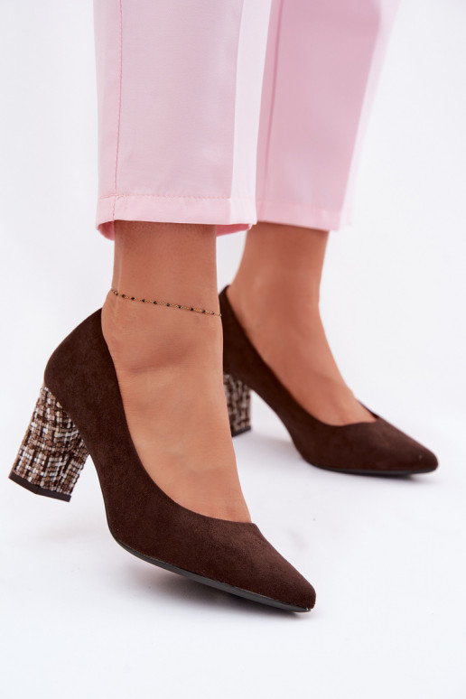 Scarpein ecopelle scamosciatau con un tacco elegante Sergio Leone PB414 CzekoladoAe