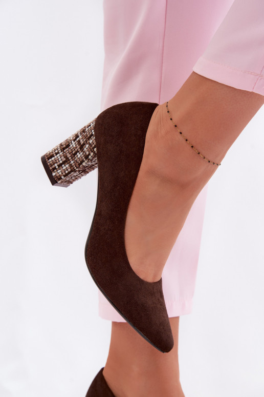 Scarpein ecopelle scamosciatau con un tacco elegante Sergio Leone PB414 CzekoladoAe