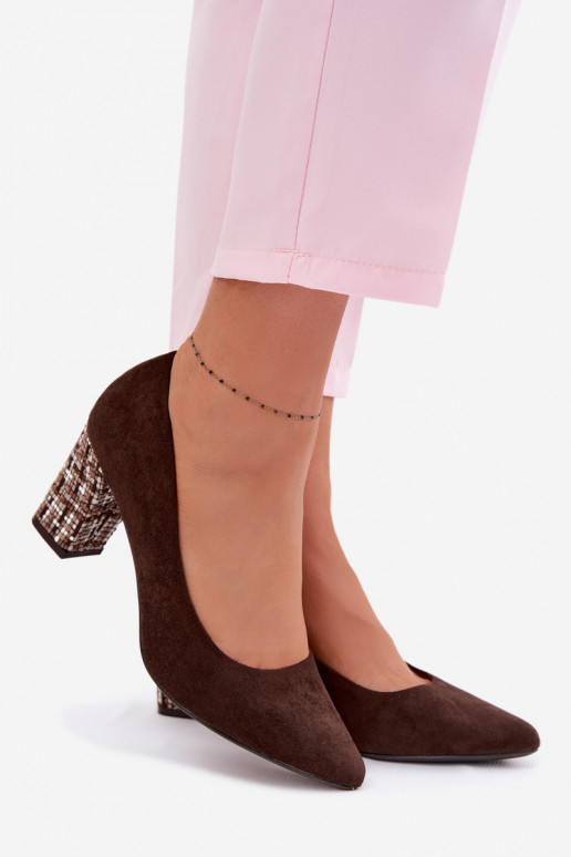 Scarpein ecopelle scamosciatau con un tacco elegante Sergio Leone PB414 CzekoladoAe