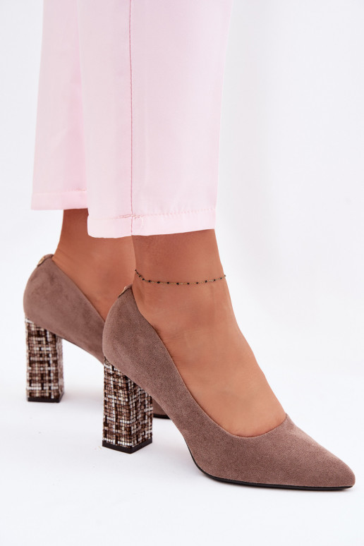 Scarpe scamosciate con un tacco elegante Sergio Leone PB216 colore marrone