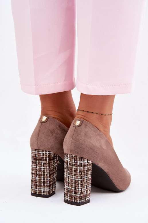 Scarpe scamosciate con un tacco elegante Sergio Leone PB216 colore marrone