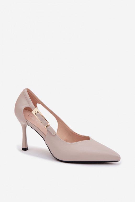 Décolleté con intagli e fibbie Vinceza 62288 color grigio