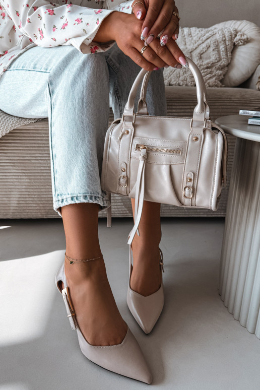 Décolleté con intagli e fibbie Vinceza 62288 color grigio