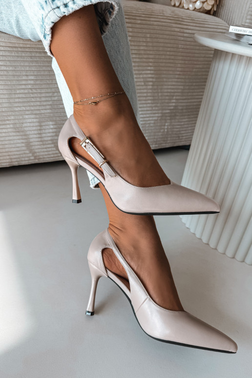 Décolleté con intagli e fibbie Vinceza 62288 color grigio