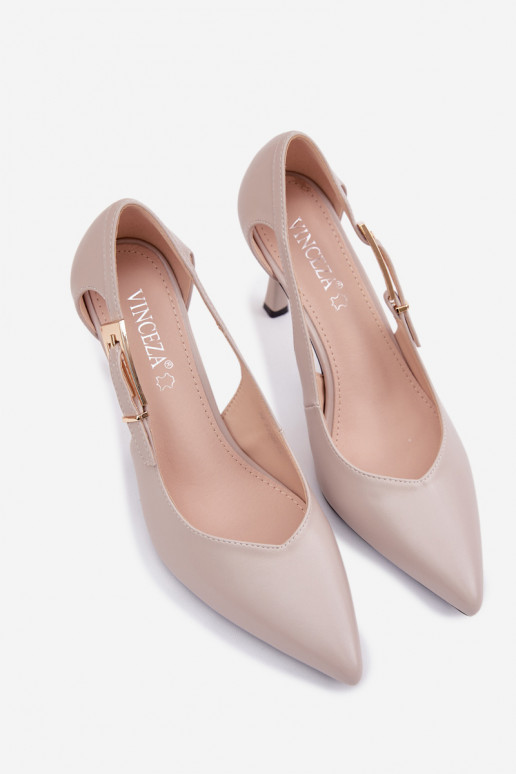 Décolleté con intagli e fibbie Vinceza 62288 color grigio