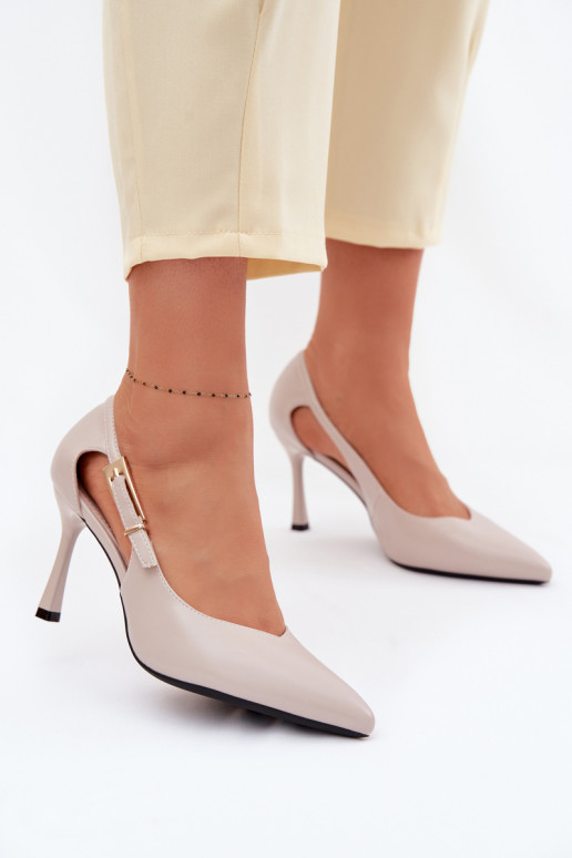 Décolleté con intagli e fibbie Vinceza 62288 color grigio