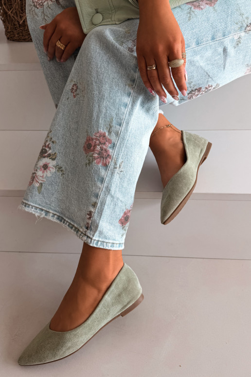 Ballerine isoscelein ecopelle scamosciatau colore verde Lelisa