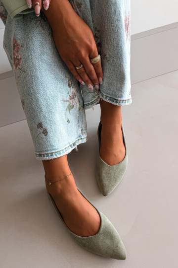 Ballerine isoscelein ecopelle scamosciatau colore verde Lelisa 2