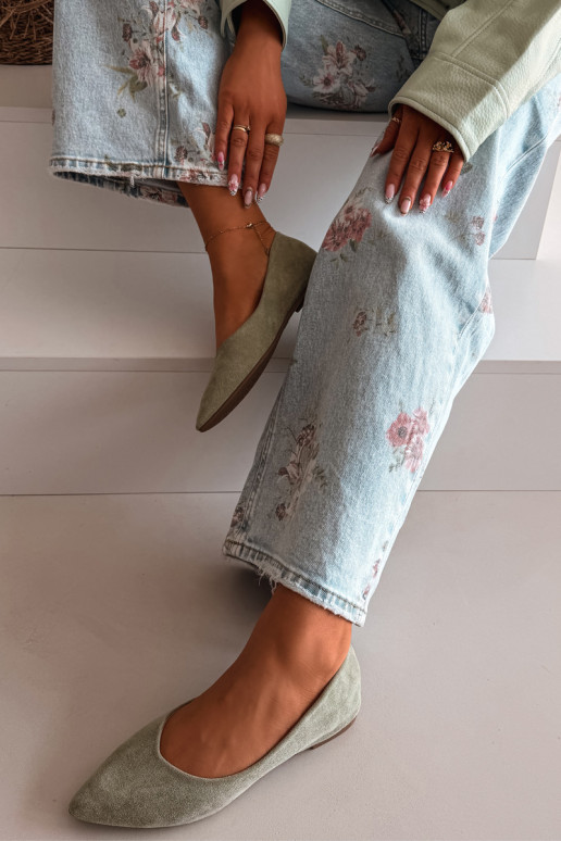 Ballerine isoscelein ecopelle scamosciatau colore verde Lelisa